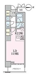 ロイヤルパークスタワー南千住 1Kの間取図画像