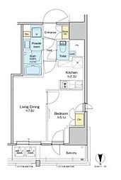 プラウドフラット四谷三丁目 1LDKの間取図画像