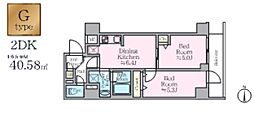 足立区東和2丁目マンション 2DKの間取図画像