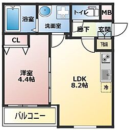 ディークリエイト松原フェリス 1LDKの間取図画像