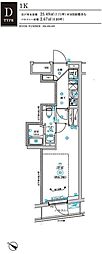 RELUXIA不動前 1Kの間取図画像