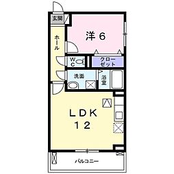 ロゼ・クリスタ2 1LDKの間取図画像