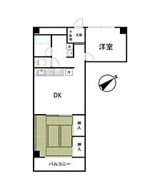 東建検見川マンションA 2DKの間取図画像