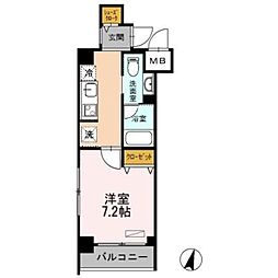 カスタリア武蔵小杉 1Kの間取図画像