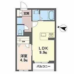 セレーノシェロ 1LDKの間取図画像
