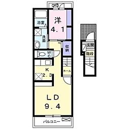 リバージュ厚木5 1LDKの間取図画像