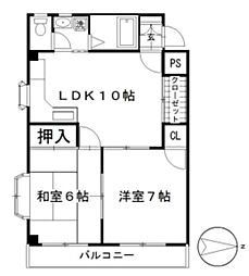 メゾンド・24 2LDKの間取図画像