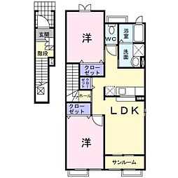 クレスト藤 2LDKの間取図画像
