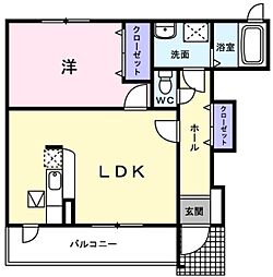 ニューブライト 1LDKの間取図画像
