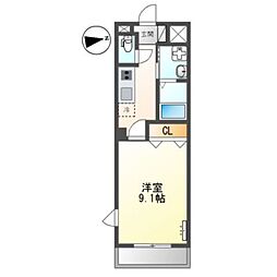 ファミール栄 1Kの間取図画像