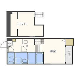 カーサ・コンフォルト西新 1Kの間取図画像