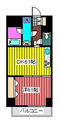 朝日板橋駅前マンション 8階1DKの間取り