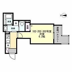 ベイルームソラーレ大師駅前 1Kの間取図画像