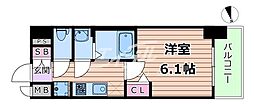 Osaka Metro谷町線 野江内代駅 徒歩8分の賃貸マンション 11階1Kの間取り