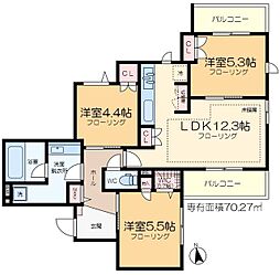 プランドール南流山 3LDKの間取図画像