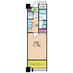オルゴグラート鶴見 1Kの間取図画像