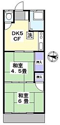 ハッピーハウス 2DKの間取図画像