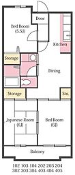 サンライフ南大塚B 3DKの間取図画像