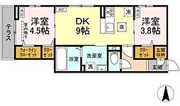 セレスティア南花畑VI 2DKの間取図画像
