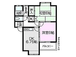 サンジュエルA 2DKの間取図画像