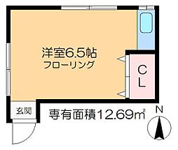 紺谷荘（日本国籍女性限定物件） 2階ワンルームの間取り