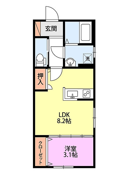 ピーノ水道町 201｜新潟県新潟市中央区水道町２丁目(賃貸アパート1LDK・2階・30.73㎡)の写真 その2