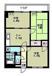 リブステージ横浜 3DKの間取図画像