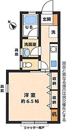 シェルハイム湘南 1Kの間取図画像