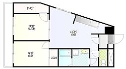 アビタシオン落合 3階2LDKの間取り