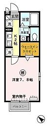 カーサ・ヴェルデ 1Kの間取図画像