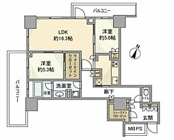 ザ・大宮タワーズ 2LDKの間取図画像