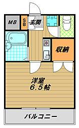 ヒルズ平和台A棟 1Kの間取図画像
