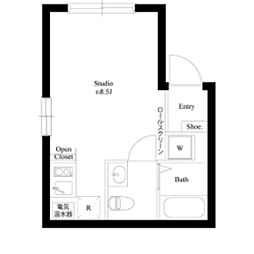 CASA PIAZZA 西大島 4階ワンルームの間取り