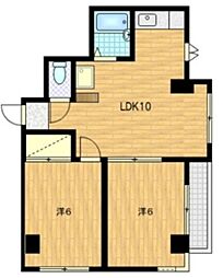 ジュエル翠ヶ丘 2階2LDKの間取り