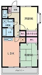 リバーサイド上溝 2LDKの間取図画像