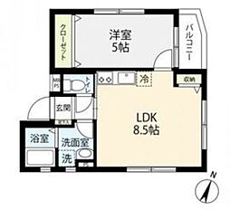 エバーグリーン高田馬場 1LDKの間取図画像