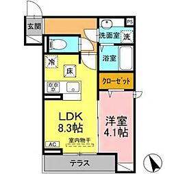 Dアセット飛田給 1LDKの間取図画像