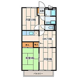 パルコートA 3DKの間取図画像