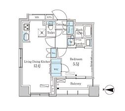 ParkAxis菊川 1LDKの間取図画像
