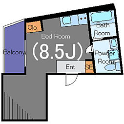 PranaVilla ワンルームの間取図画像
