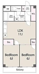 フロレセール 2LDKの間取図画像