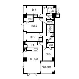 パークシュロス芦屋 4LDKの間取図画像