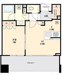 スカイフォレストレジデンス タワーアンドスイート 7階1LDKの間取り