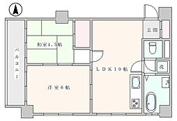 駒込台ハイツT棟 2LDKの間取図画像
