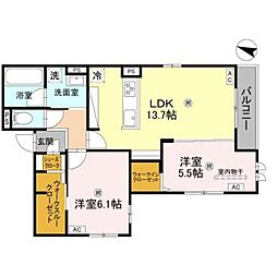 おおさか東線 城北公園通駅 徒歩14分の賃貸アパート 3階2LDKの間取り