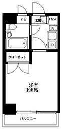 カテリーナ五反田 1Kの間取図画像