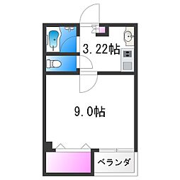 グルパ住吉大社 1DKの間取図画像