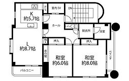 ラ・プレわらび 2LDKの間取図画像