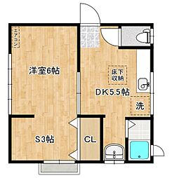 宮崎ハイツ2 1DKの間取図画像