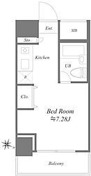メゾン・ド・ヴィレ麻布台 1Kの間取図画像